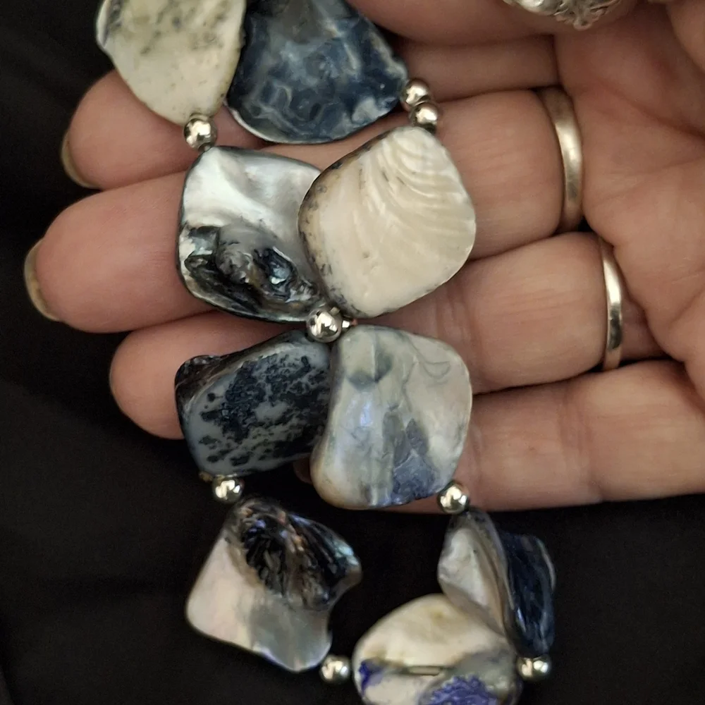 Mother Of Pearl MOP and Silver Women's Stretch Bracelet
